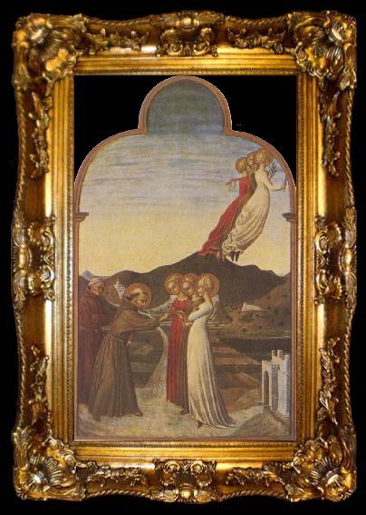 framed  Stefano di Giovanni Sassetta The Mystic Marriage of Saint Francis with Chastity, ta009-2